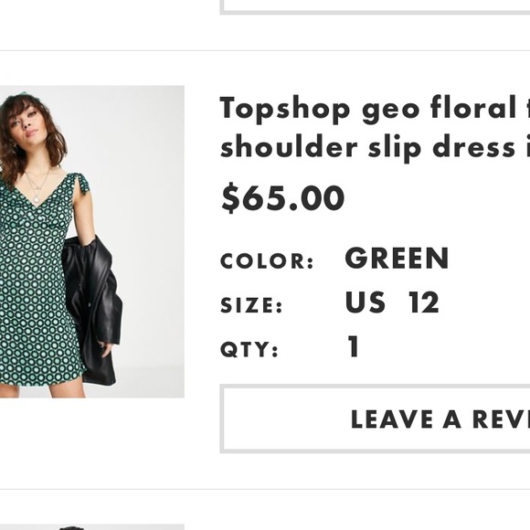 NWT TOPSHOP MINI US 12 SLIP-DRESS GEO PRINT GREEN - Picture 7 of 8
